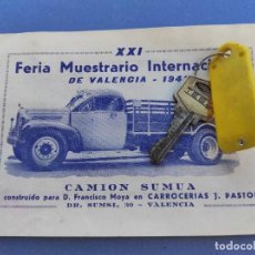 Cartas comerciales: TARJETA COMERCIAL XXI MUESTRARIO INTERNACIONAL DE VALENCIA 1943 - VALENCIA
