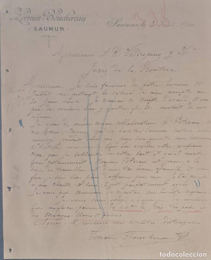 Lettres commerciales: Lorrain- Bouchereau. Saumur. Francia 1900