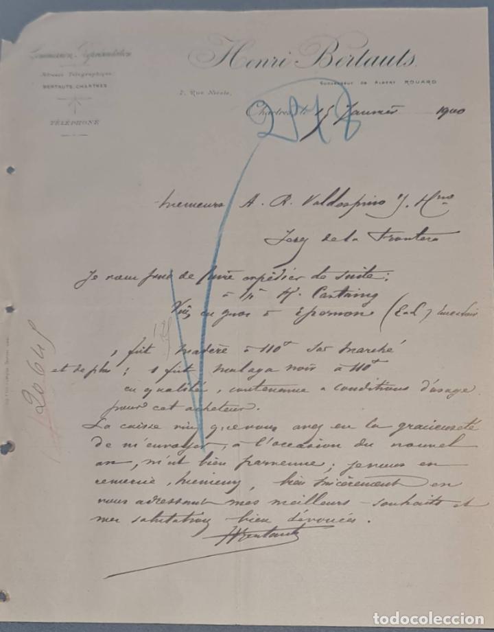 Cartas comerciales: Henri Bertauts. Commission- Representation. . Chartres. Francia 1900 - Foto 1