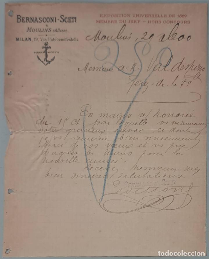 Cartas comerciais: Bernasconi- Sceti. Moulins. Francia 1900