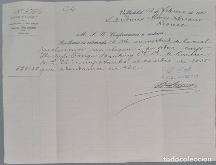 Cartas comerciales: Jover y Comp. Valladolid. Espa&ntilde;a 1909 - Foto 1