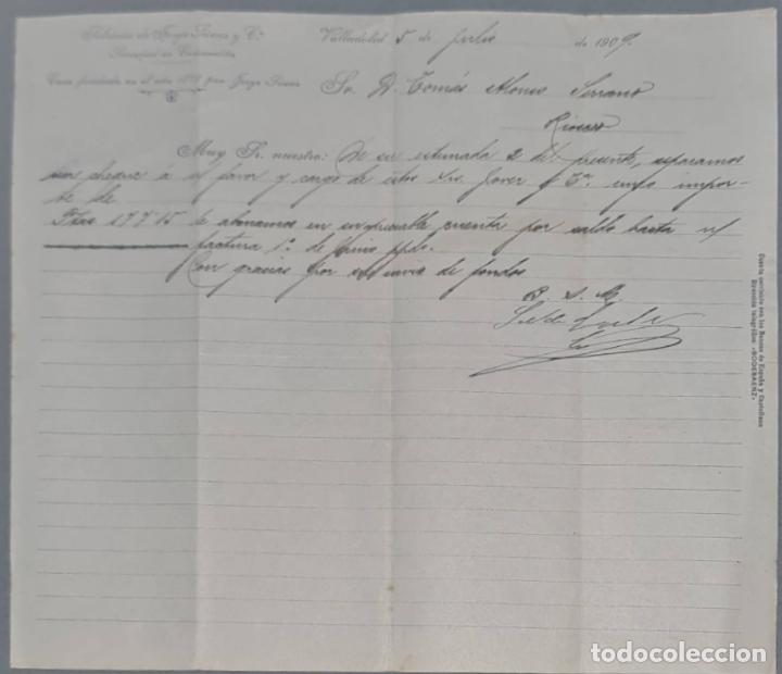 Cartas comerciais: Sobrinos de Jorge S&aacute;enz y C&ordf;. Almacenes por mayor de Quincalla y Ferreter&iacute;a. Valladolid. Espa&ntilde;a 1909