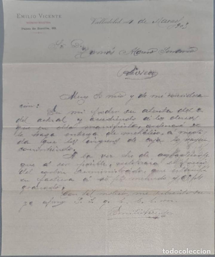 Cartas comerciais: Emilio Vicente. Ingeniero Industrial. Valladolid. Espa&ntilde;a 1905