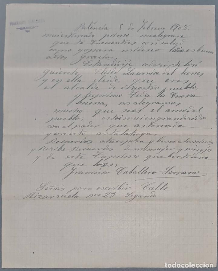 Cartas comerciales: Franc&iacute;sco Caballero. Palencia. Espa&ntilde;a 1908 - Foto 1