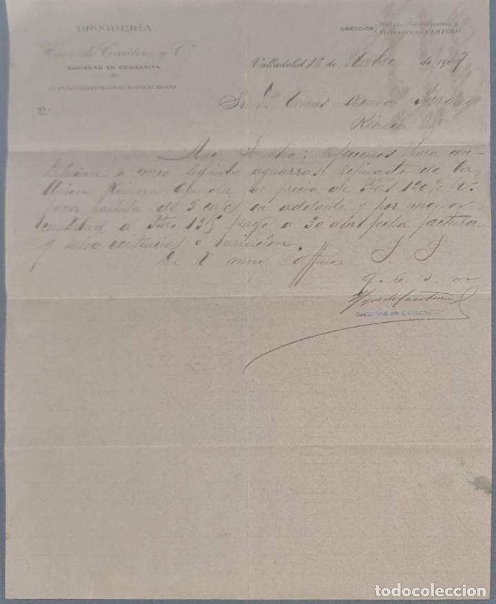Cartas comerciais: Hijos de Cantero y C&iacute;a. S.en C.Almac&eacute;n de drogas, productos qu&iacute;micos y farmac&eacute;uticos.Valladolid 1907