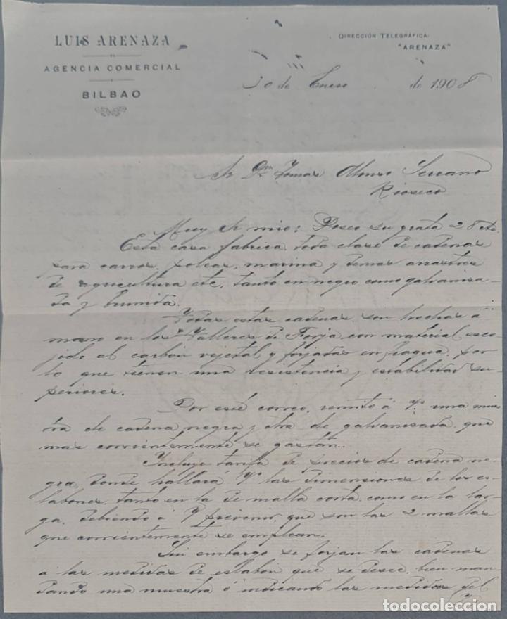 Cartas comerciais: Luis Arenaza. Taller de Forja. Bilbao. Espa&ntilde;a 1908