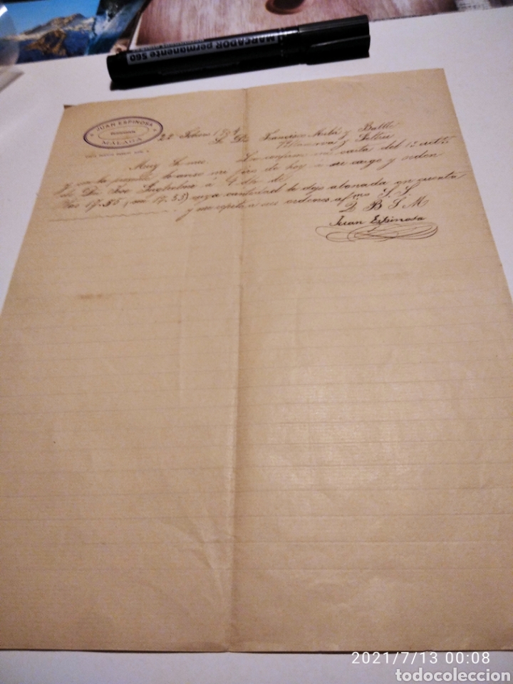 Lettres commerciales: Documento antiguo 1904 Juan Espinosa, comisionista M&aacute;laga