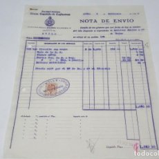 Lettere commerciali: NOTA DE ENVÍO. UNIÓN ESPAÑOLA DE EXPLOSIVOS. SELLO ESPECIAL MÓVIL. ÁVILA, 9 DE NOVIEMBRE DE 1943.