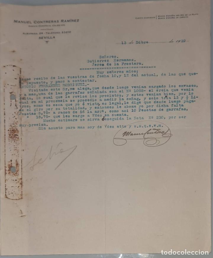Lettres commerciales: Manuel Contreras Ram&iacute;rez. Agente Comercial colegiado. Sevilla. Espa&ntilde;a 1929