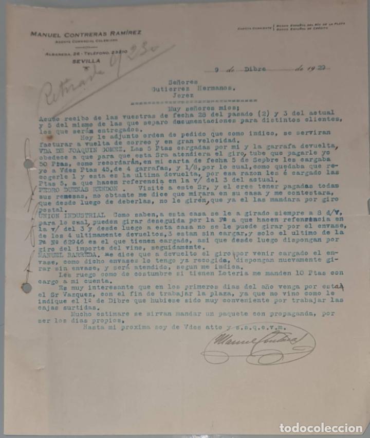 Lettres commerciales: Manuel Contreras Ram&iacute;rez. Agente Comercial colegiado. Sevilla. Espa&ntilde;a 1929
