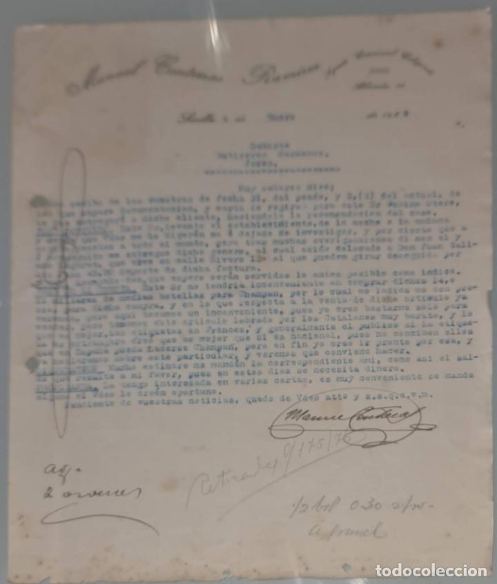 Lettres commerciales: Manuel Contreras Ram&iacute;rez. Agente Comercial colegiado. Sevilla. Espa&ntilde;a 1929