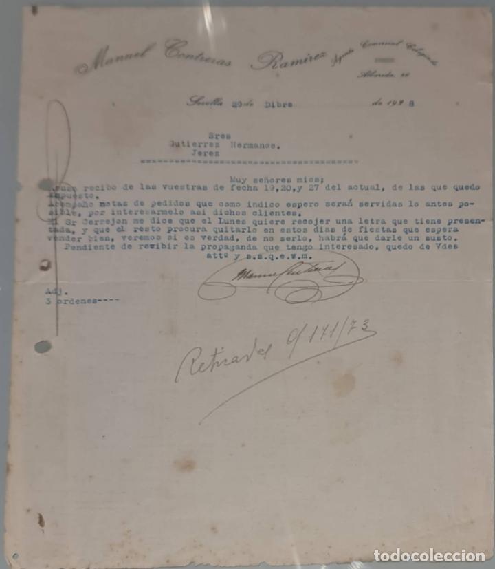 Lettres commerciales: Manuel Contreras Ram&iacute;rez. Agente Comercial colegiado. Sevilla. Espa&ntilde;a 1928