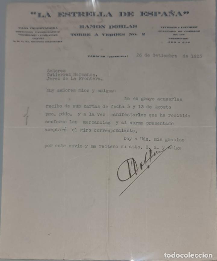 Lettere commerciali: Ram&oacute;n Doblas. La EStrella de Espa&ntilde;a. V&iacute;veres y Licores. Caracas. Venezuela 1925