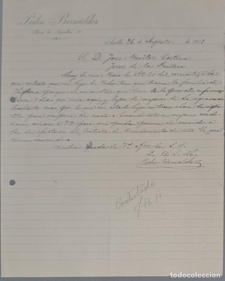 Lettere commerciali: Pedro Bern&aacute;ldez. Sevilla. Espa&ntilde;a 1913