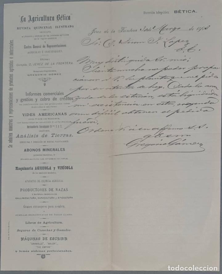 Lettere commerciali: La Agricultura B&eacute;tica. Revista quincenal ilustrada. Jerez. Espa&ntilde;a 1903