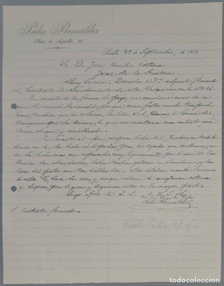 Lettere commerciali: Pedro Bern&aacute;ldez. Sevilla. Espa&ntilde;a 1913