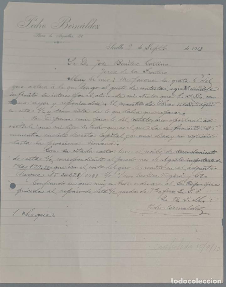 Lettere commerciali: Pedro Bern&aacute;ldez. Sevilla. Espa&ntilde;a 1913