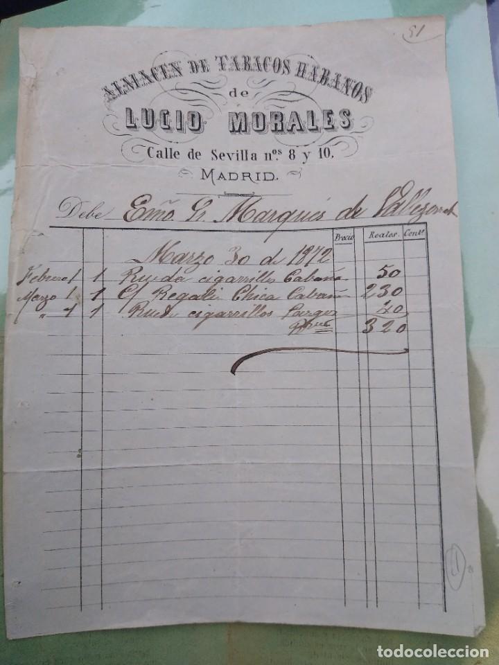 Lettere commerciali: Almac&eacute;n de tabacos habanos de Lucio Morales. Madrid. .