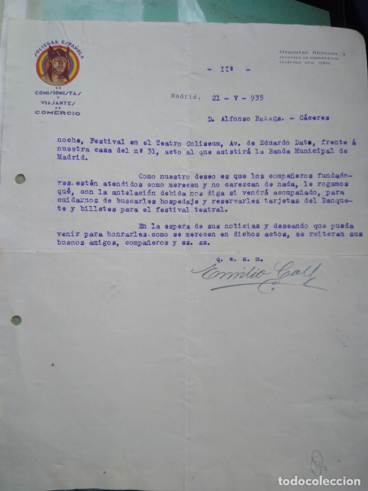 Lettere commerciali: Sociedad espa&ntilde;ol de comisionistas y viajantes de comercio. 1935 Madrid.