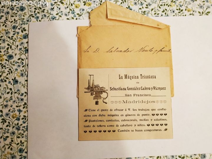 Cartas comerciais: carta comercial de precios La Maquina Tricotosa de Madridejos (Toledo) aprox. 1930