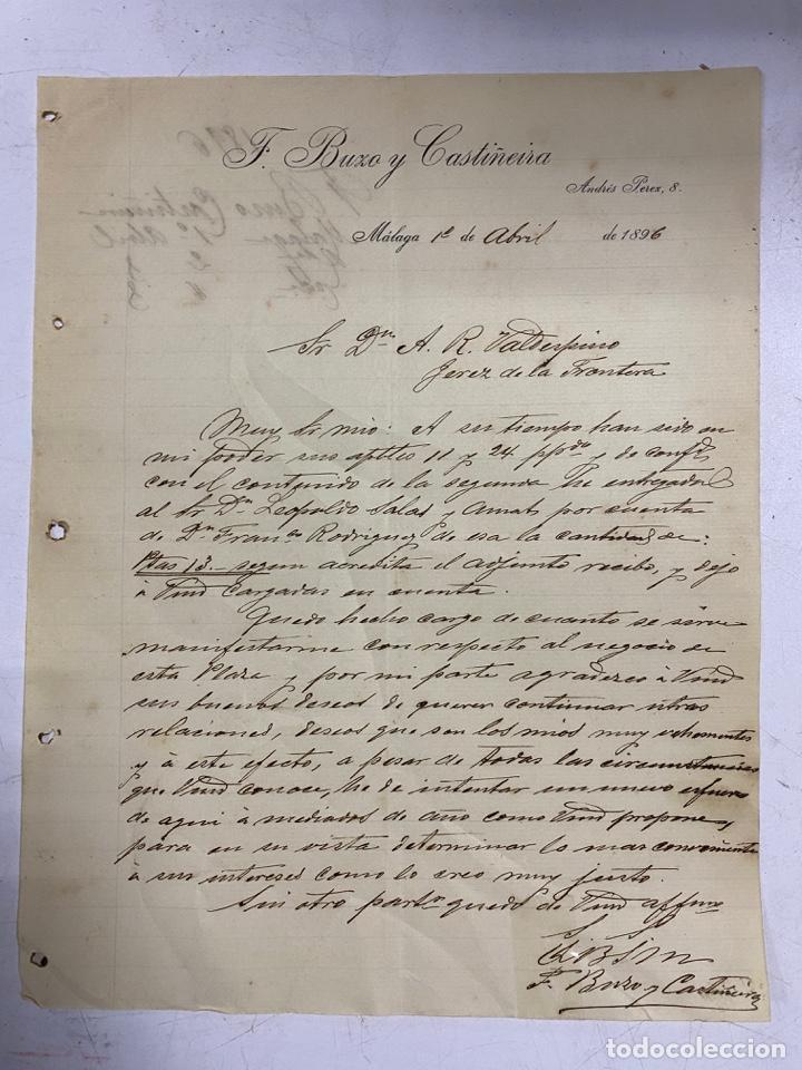 Lettere commerciali: CARTA COMERCIAL. F. BUXO Y CASTI&Ntilde;EIRA. M&Aacute;LAGA, 1896. VER