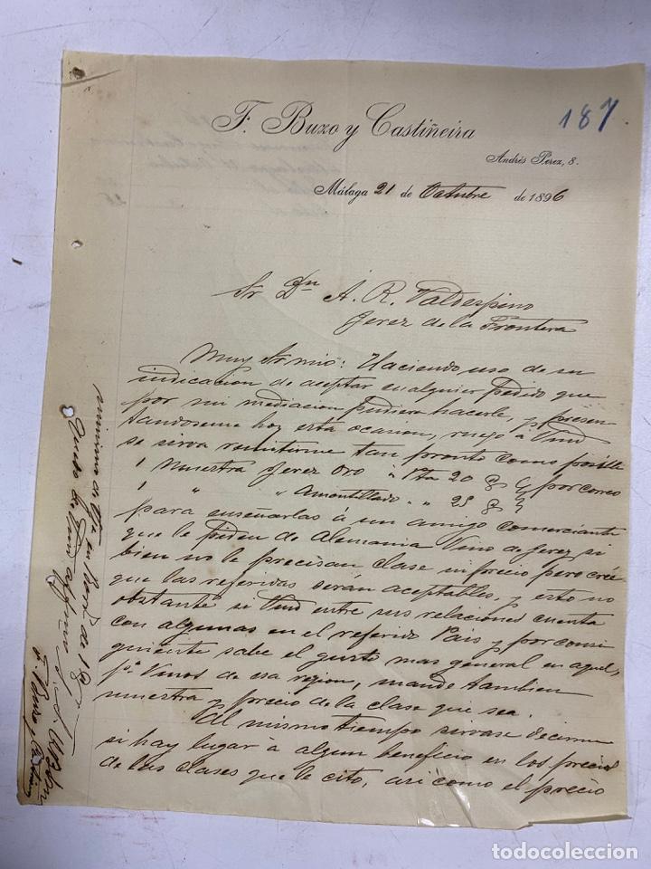 Cartas comerciais: CARTA COMERCIAL. F. BUXO Y CASTI&Ntilde;EIRA. M&Aacute;LAGA, 1896. VER
