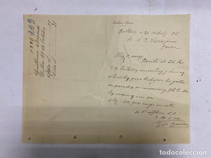 Lettere commerciali: CARTA COMERCIAL. GUILLERMO BARONA. BILBAO, 1896. VER