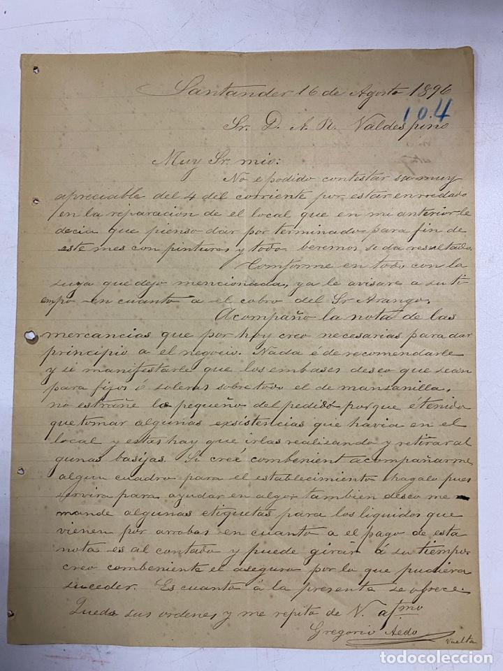 Lettere commerciali: CARTA COMERCIAL. GREGORIO AEDO. SANTANDER, 1896. VER FOTOS