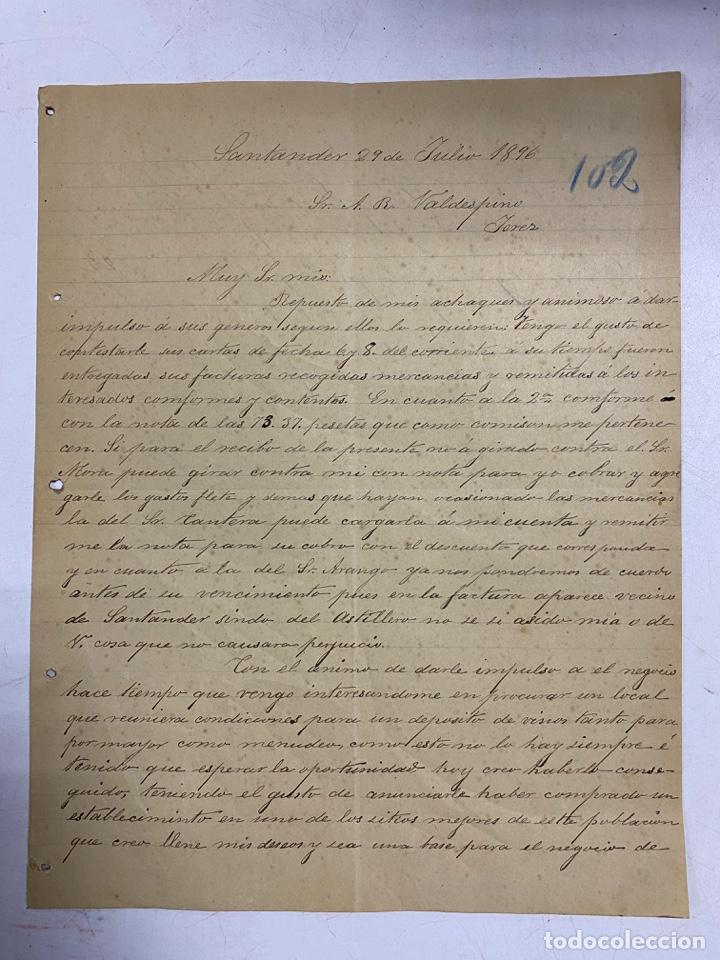 Lettres commerciales: CARTA COMERCIAL. GREGORIO AEDO. SANTANDER, 1896. VER FOTOS