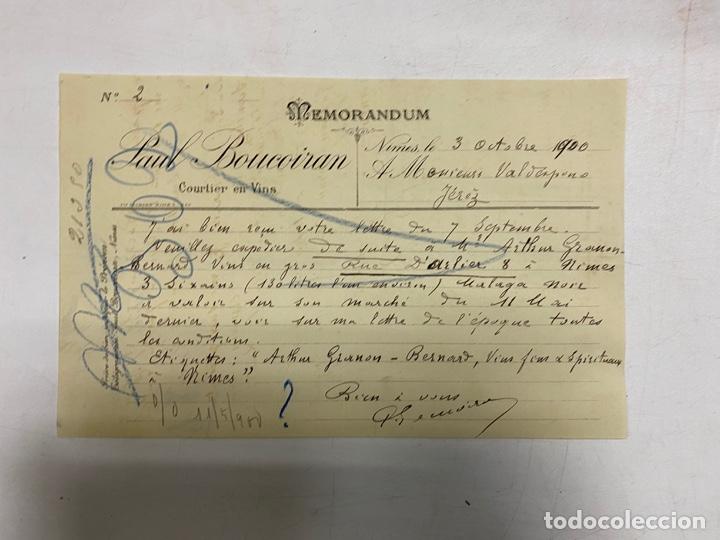 Lettres commerciales: MEMORANDUM. PAUL BOUCOIRAN. NIMES - FRANCIA, 1900. VER FOTOS