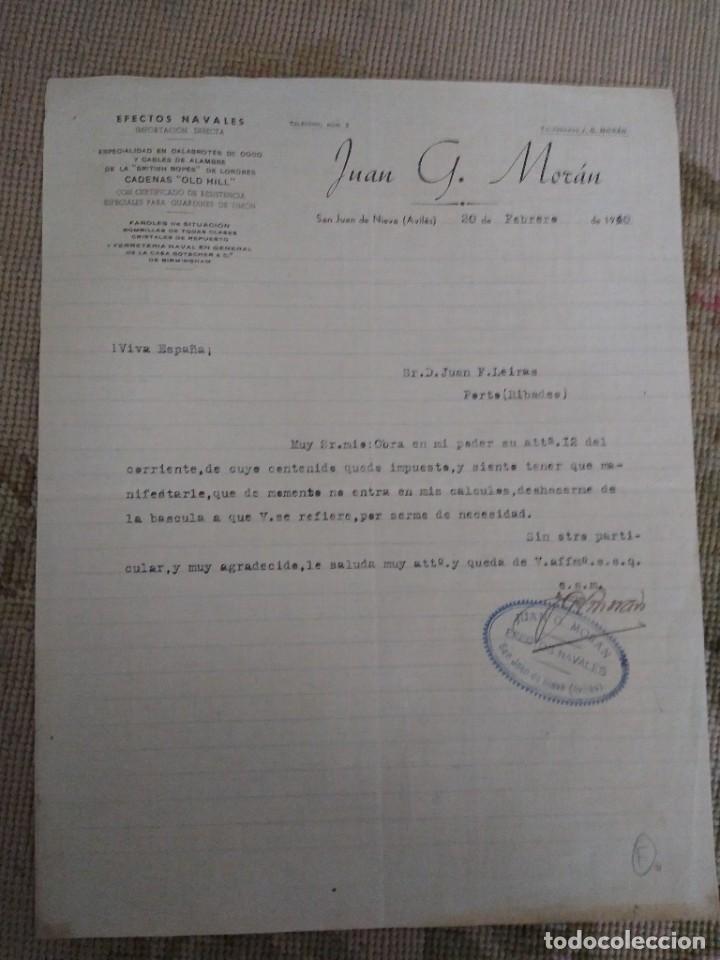 Gesch&auml;ftsbriefe: Efectos navales. Juan G. Mor&aacute;n. San Juan de Nieva. Asturias..