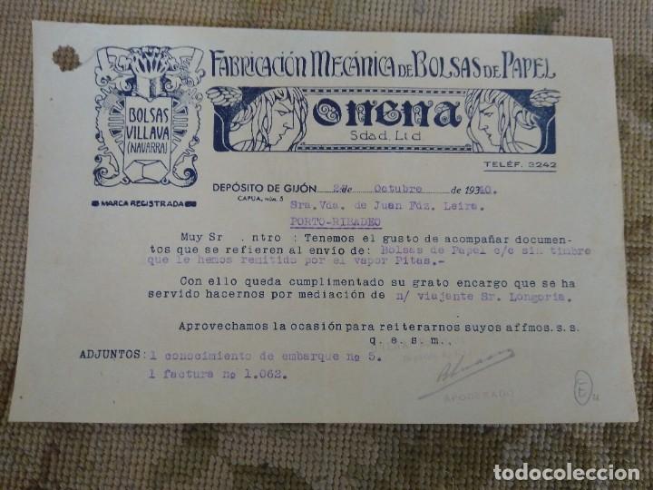 Gesch&auml;ftsbriefe: Bolsas de papel. Onena. Villalba. Navarra. Gij&oacute;n . Asturias.