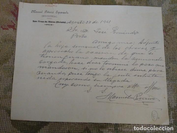 Gesch&auml;ftsbriefe: Manuel Pi&ntilde;eiro Espada de. Industrial.. San Tirso de Abres. Asturias.