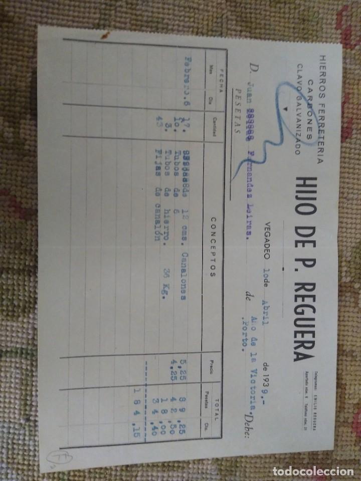 Gesch&auml;ftsbriefe: Hierros, carbones. Hijo de O. Reguera. Vegadeo. Asturias
