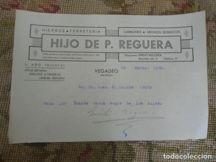 Gesch&auml;ftsbriefe: Hierros ferreter&iacute;a. Hijo de P. Reguera. Vegadeo. Asturias