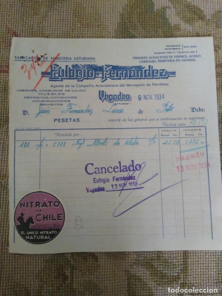 Gesch&auml;ftsbriefe: Ferreter&iacute;a. Elogio Fern&aacute;ndez. Nitrato de Chile Vegadeo. Asturias