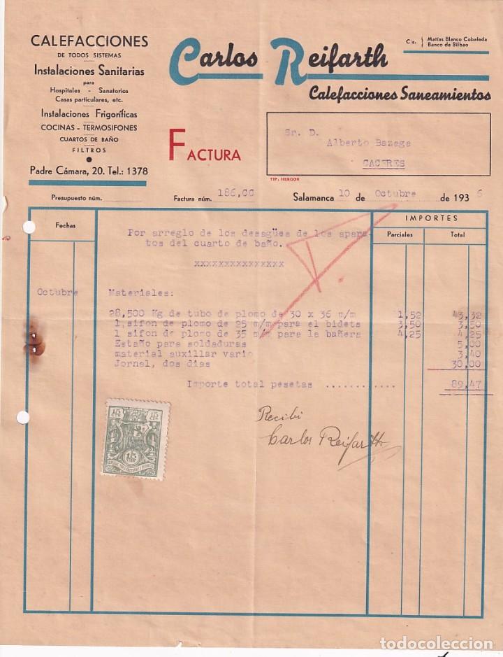 Gesch&auml;ftsbriefe: Calefacciones Carlos Reifarth. Salamanca 1936