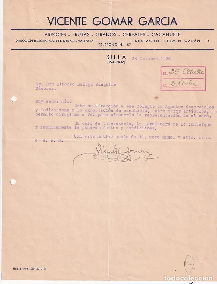 Gesch&auml;ftsbriefe: Vicente Gomar Garc&iacute;a Silla Valencia. Firma propietario