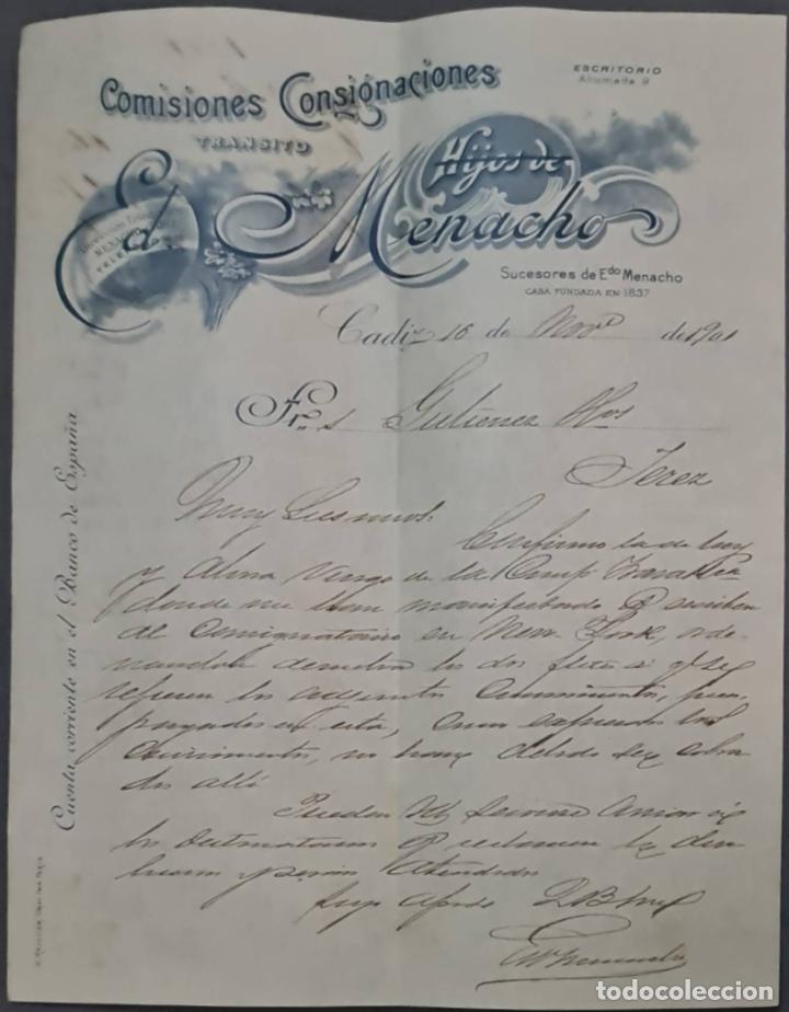 Gesch&auml;ftsbriefe: Hijos de Ed. Menacho. Comisiones y Consignaciones. C&aacute;diz. Espa&ntilde;a 1901