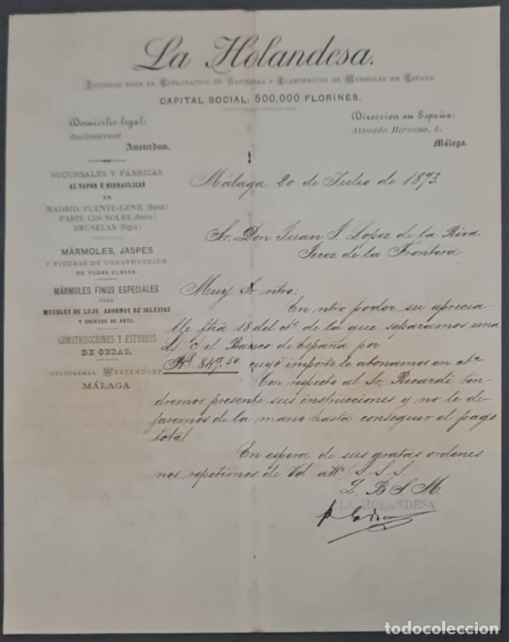 Gesch&auml;ftsbriefe: La Holandesa. Sociedad para la Explotaci&oacute;n de canteras y elaboraci&oacute;n m&aacute;rmoles. M&aacute;laga. Espa&ntilde;a 1893