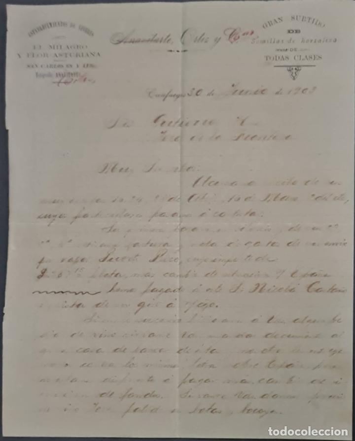Lettres commerciales: Ortiz y Hermanos. Establecimientos de v&iacute;veres. El Milagro y Flor Asturiana. Cienfuegos. Cuba 1903
