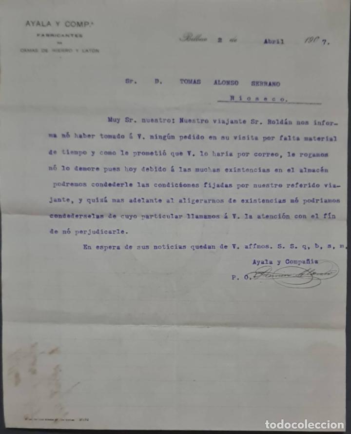 Gesch&auml;ftsbriefe: Ayala y Comp. Fabricantes de camas de hierro y lat&oacute;n. Bilbao. Espa&ntilde;a 1907