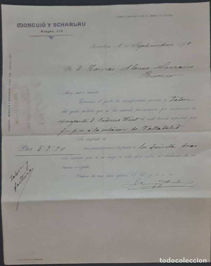 Gesch&auml;ftsbriefe: Mongui&oacute; y Scharlau. Barnices para litograf&iacute;a. Barcelona. Espa&ntilde;a 1905
