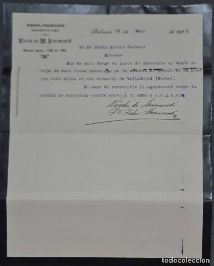 Gesch&auml;ftsbriefe: Viuda de M. Isasmendi. Hierro y Ferreter&iacute;a. Palencia. Espa&ntilde;a 1913