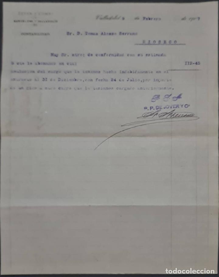 Cartas comerciales: Jover y Comp. Valladolid. Espa&ntilde;a 1907 - Foto 1
