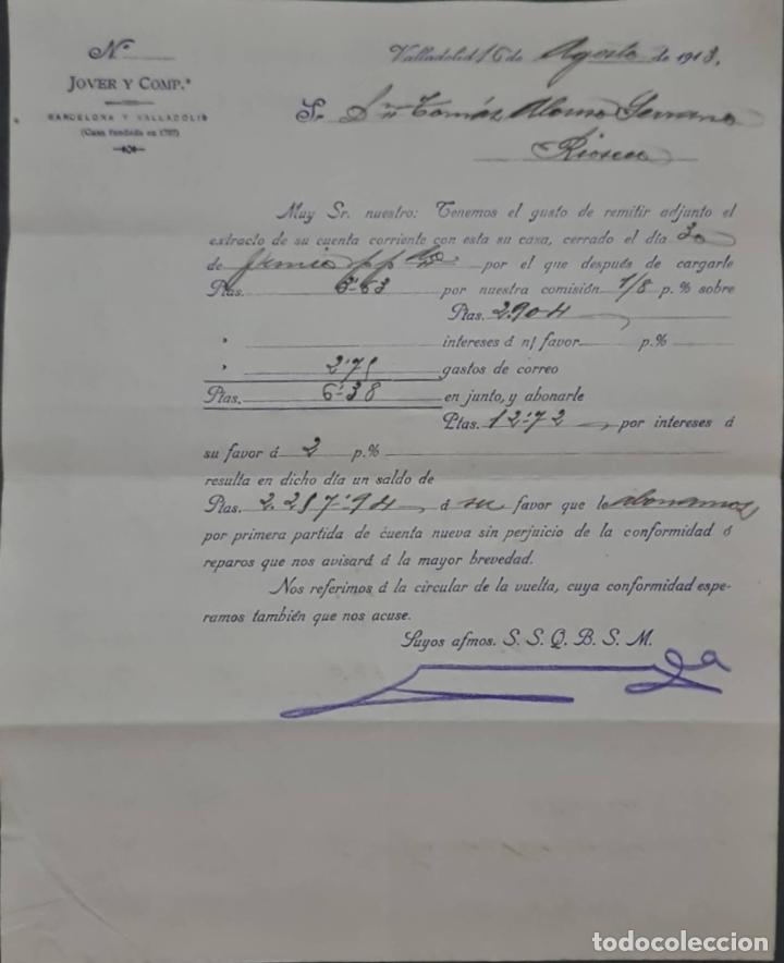 Cartas comerciales: Jover y Comp. Valladolid. Espa&ntilde;a 1913 - Foto 1