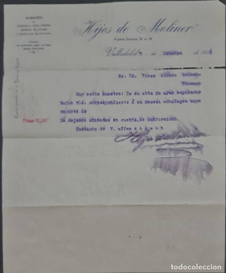 Gesch&auml;ftsbriefe: Hijos de Moliner. Almac&eacute;n de quincalla, loza y cristal. Valladolid. Espa&ntilde;a 1913