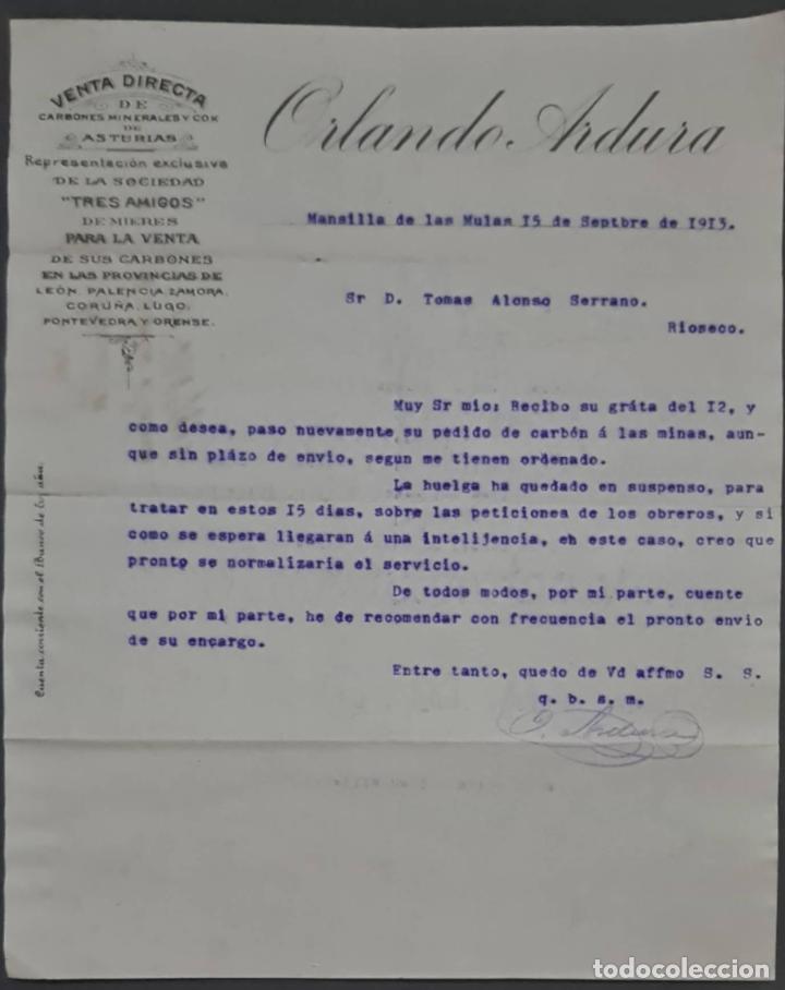 Gesch&auml;ftsbriefe: Orlando Ardura. Almac&eacute;n de hierros. Herramientas y Ferreter&iacute;a. Le&oacute;n. Espa&ntilde;a 1913