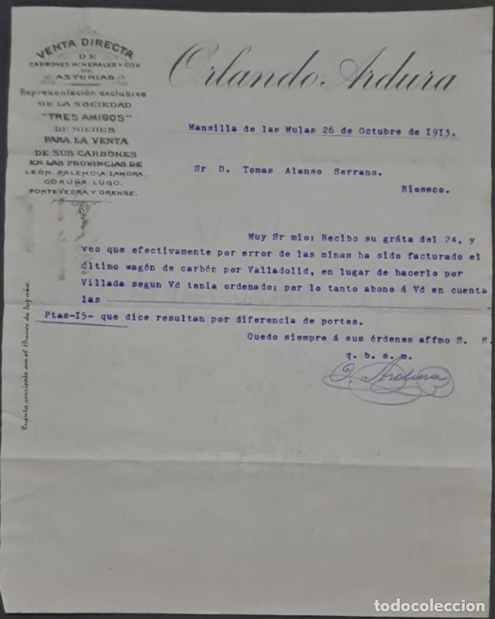 Cartas comerciais: Orlando Ardura. Almac&eacute;n de hierros. Herramientas y Ferreter&iacute;a. Le&oacute;n. Espa&ntilde;a 1913