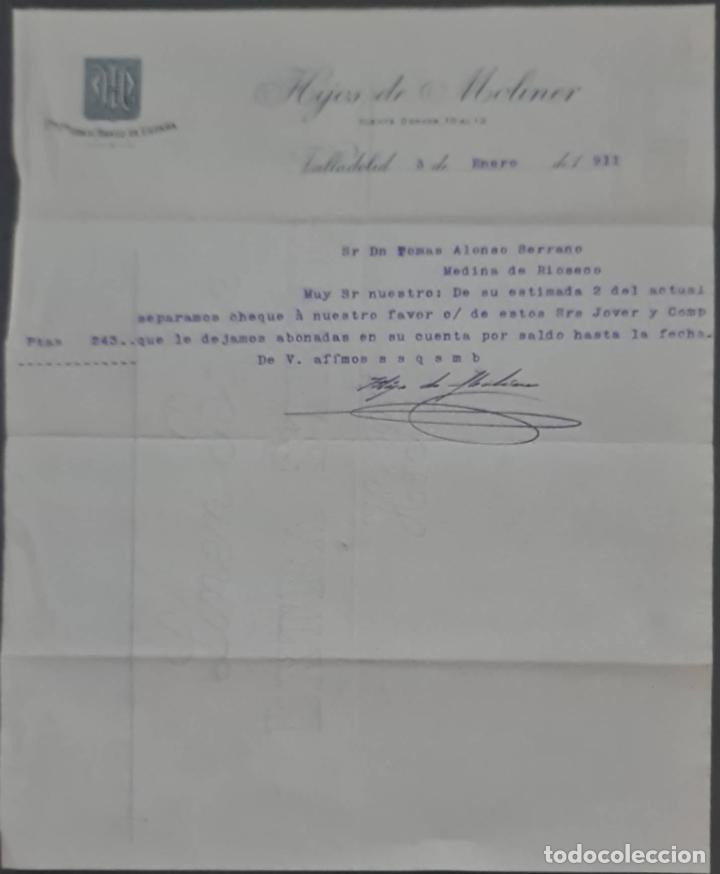 Cartas comerciais: Hijos de Moliner. Almac&eacute;n de quincalla, loza y cristal. Valladolid. Espa&ntilde;a 1911